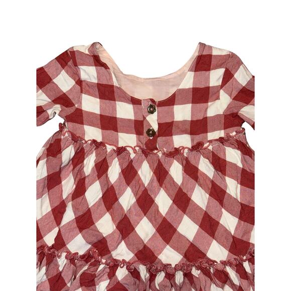 Matilda Jane Red Gingham Ruffle Dress Size 2 Lace Trim Long Sleeve Twirl - Picture 3 of 5